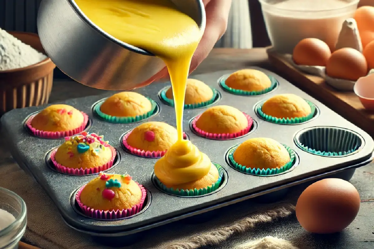 batter goes into a mini cupcake2