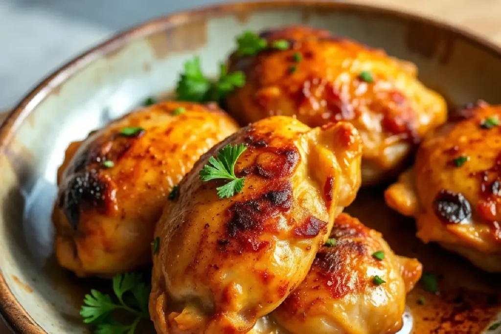 cooked chicken thighs